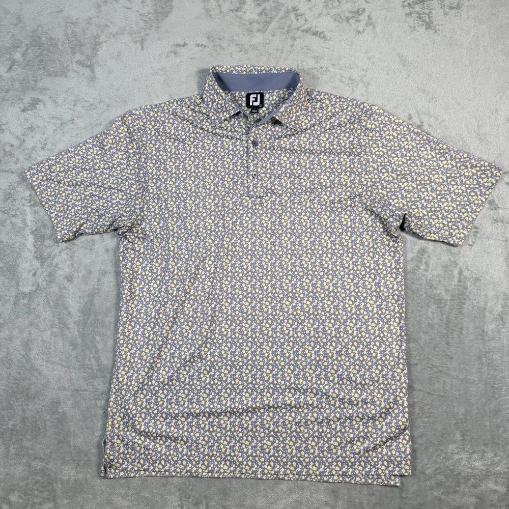 FootJoy Mens Large Polo Shirt Floral AOP Performance Golf Short Sleeve